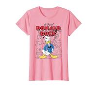 Disney Donald Duck Original Donald How To Draw Background T-Shirt, Women, Pink, Small
