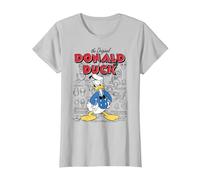 Disney Donald Duck Original Donald How To Draw Background T-Shirt, Women, Silver Grey, Large