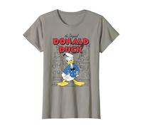 Disney Donald Duck Original Donald How To Draw Background T-Shirt, Women, Slate Grey, X-Large