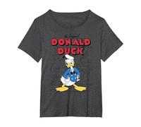 Disney Donald Duck Original Donald How To Draw Background T-Shirt, Women's Plus, Dark Heather Grey, 6X