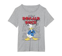 Disney Donald Duck Original Donald How To Draw Background T-Shirt, Women's Plus, Heather Grey, 1X