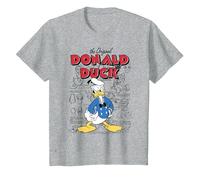 Disney Donald Duck Original Donald How To Draw Background T-Shirt, Youth, Heather Grey, Medium