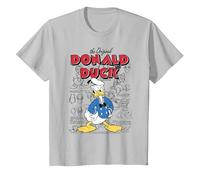 Disney Donald Duck Original Donald How To Draw Background T-Shirt, Youth, Silver Grey, Medium