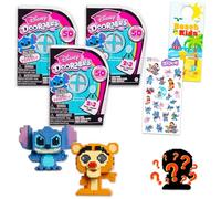 Disney Doorables Blind Bags - Bundle with 3 Pixel Perfect Mini Figures for Kids, Adults Plus Stickers | Disney Doorables Figurines Mini Peek Pixel Perfect Series