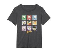 Disney Duck Tales Group Shot Colored Box Up Portraits T-Shirt, Women's Plus, Dark Heather Grey, 3X