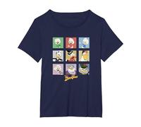 Disney Duck Tales Group Shot Colored Box Up Portraits T-Shirt, Women's Plus, Navy Blue, 1X