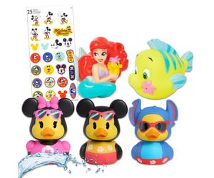 Disney Duckaloos Collection Set - Bundle with 3 Disney Rubber Duck Mini Figures for Kids Adults Plus Squirt Toy and More | Collectible Duckalooz