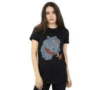 Disney Dumbo Classic Tied Up Ears Cotton Boyfriend T-Shirt In Black Black 4XL