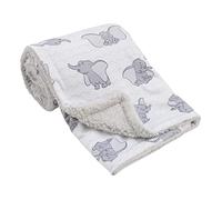 Disney Dumbo White and Grey Super Soft Baby Blanket with Sherpa Back