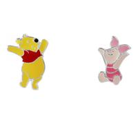 Disney Jewellery Disney Winnie The Pooh & Piglet Mix and Match Enamel Stud Earrings 1.6 x 1.2cm, 1.5 x 1cm