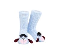Disney Women's Slippers Socks Fluffy Slipper Socks (Blue Eeyore)