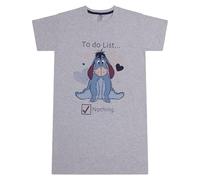 Disney Eeyore from Winnie the Pooh Cotton Womens Nightie, Nightdress, Nightshirt, Eeyore Blue, 24-26, Grey