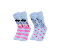 Disney Stitch Slippers Socks Women 2 Pack Fluffy Socks Non Slip Fleece Bed Socks Stitch Minnie Mickey Mouse Baby Yoda (Blue Eeyore)