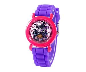 Disney Encanto Mirabel Girls 3-7 with Classic Character Dial - Gift for Girls Who Love Encanto - Easy-Read Face, Pink Bezel, and Purple Silicone Strap - Buy and GET 1 Free Mystery Watch