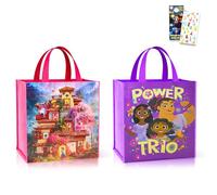 Encanto Tote Bag - Bundle with 2 Pc Encanto Tote Bags Medium/Large, Stickers, More | Disney Encanto Party Favors Bags, Encanto Grocery Bags, Multicolor, Encanto Tote Bag