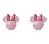 Sterling Silver 925 Minnie Mouse Pink Enamel Stud Earrings