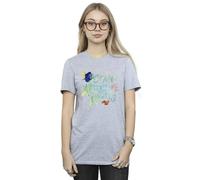 Disney Women's Finding Dory Ocean Of Adventure Cotton Boyfriend T-Shirt in Grey | Size: Small Disney Grey S