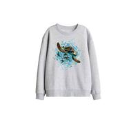 Disney Finding Nemo Crush Ride The Wave Kids Sweat, Athletic Heather in Light Grey | Size: 9-11 Years Disney Light Grey 9-11 Years