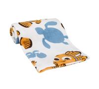 Disney Finding Nemo Orange, Aqua & White Crush & Squirt Turtle Super Soft Baby Blanket, Orange, Aqua, White