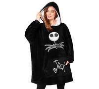 Disney Fleece Hoodie for Adults and Teenagers Oversized Hooded Poncho One Size - Stitch Gifts (Black Jack Skellington)