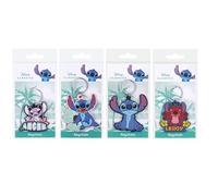 Disney Four Assorted 2D Lilo & Stitch PVC Key Rings - 8 x 8 cm, multi-coloured, 8cm