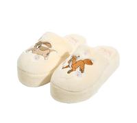 Disney Fox and The Hound Slippers Size Medium UK 5/6 - Faux Fur Slippers Embroidered Design, Comfortable, Ultra-Soft Inner Lining