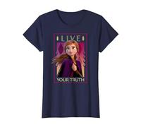 Disney Frozen 2 Anna Live Your Truth Portrait T-Shirt, Women, Navy Blue, Small