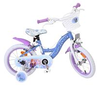 Volare Disney Frozen II Kids Blue Bike | Ages 4-6 | 16 Inch Wheel | 2 Handbrakes (Front & Back), Removable Stabilisers & Pedal Reflectors | Adjustable Height | Handlebar Basket | Gift for Girls