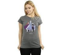 Disney Women's Frozen 2 Distressed Group Cotton T-Shirt in Charcoal | Size: Medium Disney Charcoal M
