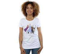 Disney Women's Frozen 2 Group Cotton T-Shirt in White | Size: Large Disney White L