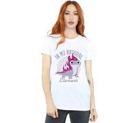 Disney Women's Frozen 2 Salamander Bruni Element Cotton Boyfriend T-Shirt in White | Size: Medium Disney White M