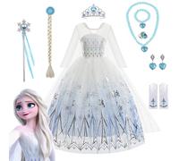Disney Frozen 2 White Elsa Princess Dresses for Baby Girls Outfit Snow Queen Cosplay Birthday Party Kids Clothing for 2-12 Years Brown
