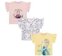 Disney Frozen 3-Pack T-Shirts for Girls | Anna & Elsa Princess Tees | 100% Cotton | Short Sleeve Ages 2-10 Years (6-7 Years) Multicoloured