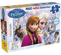 Disney Frozen 46881 Puzzle, Multicolour, One Size | Double-Sided 2 in 1 Puzzle - Anna and Elsa with Back to Colour In - Felt Tips Included - Finished Floor Size 70 x 50 cm