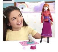 Mattel Disney Frozen Anna Fashion Doll & Wolf Cub Figure with 4 Accessories Including Animal Bed & Blanket, Inspired by Animals of Arendelle, JFG17