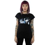 Disney Frozen Anna Sven And Olaf Cotton T-Shirt In Black Black M