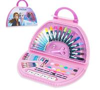 Disney Frozen Art Set for Girls with Colouring Pencils Felt Tip Pens Stationery Paints for Kids Elsa Art Supplies School Travel 50 Pcs Gift Set (Pink Frozen)