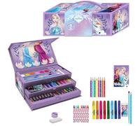 Disney Frozen Art Set for Kids | 52-Piece Colouring Stationery Suitcase with Markers, Crayons, Pencils & More | Frozen Anna Elsa Creative Art Briefcase for Drawing & Coloring Fun