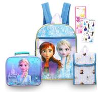 Disney Frozen Backpack and Lunch Bag for Kids - Bundle with 16" Backpack, Lunch Box, Snack Bag, Stickers, More Frozen School Bag Set for Girls
