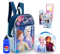 Disney Frozen Backpack and Lunch Box Set - Bundle with 16” Frozen School Bag, Lunch Bag, Water Bottle, Stickers, Bookmark, More | Elsa and Anna Backpack with Lunchbox