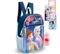 Disney Frozen Backpack for Girls - Bundle with 16" Elsa and Anna Backpack, Water Bottle, Stickers, and More | Disney Frozen School Bag for Kids