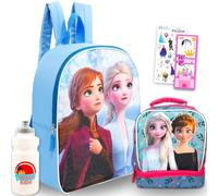 Disney Frozen Backpack with Lunch Box Set - Bundle with 15" Elsa and Anna School Bag, Lunch Bag, Stickers, Water Bottle, and More Frozen Backpack Set for Kids