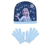 Disney Frozen Beanie Hat & Glove Set Elsa Winter Accessory Set (Blue, 2-4 Years)