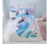 Disney Frozen Bedding Single Duvet Cover Set - Reversible Featuring Elsa, Anna & Olaf | Official Kids Bed Set | 55% Cotton 45% Polyester Easy Care | Magical Snow Design for Girls Bedroom