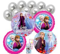 Disney Frozen Birthday Balloon Set - Bundle with 4 Decorative Foil Balloons Featuring Elsa, Anna, Olaf Plus Stickers, More | Disney Frozen Balloon Decorations for Parties