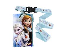 Disney Frozen Blue Pouch Wallet W/Lanyard-Elsa, Anna & Olaf