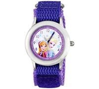Disney Kids' W001228 Frozen Elsa & Anna Analog Watch With Purple Nylon Strap