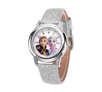 Disney Frozen Children's Stainless Steel Analogue Quartz Watch Leather Strap Silver Modern, silver, Modern