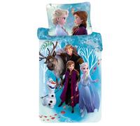 Disney Frozen Duvet Cover - Eenpersoons - 140 x 200 cm - Cotton | Reversible bedding | Frozen 2 | Elsa Anna Kristoff Sven & Olaf | Autumn forest | 100% Cotton Oeko-Tex | Official licence