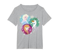 Disney Frozen Elsa Ana Olaf Color Spheres T-Shirt, Women's Plus, Heather Grey, 1X